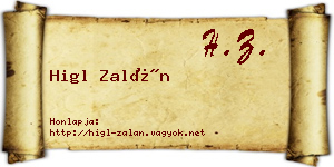 Higl Zalán névjegykártya