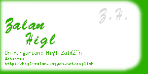 zalan higl business card